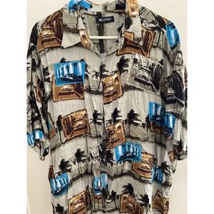Mens Hawaiian Shirt Classic Cars Button‎ Down 2XL Puritan